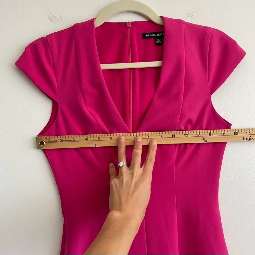 Black Halo Barbie pink fit flare dress women Sz 0 bright neon feminine valentine